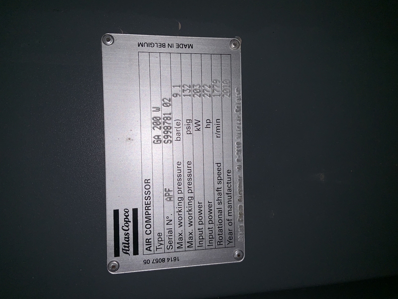 125 PSI Atlas Copco Rotary Screw Compressor